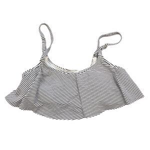 Xhilaration Thin White and Navy Stripe Ruffle Bikini Top